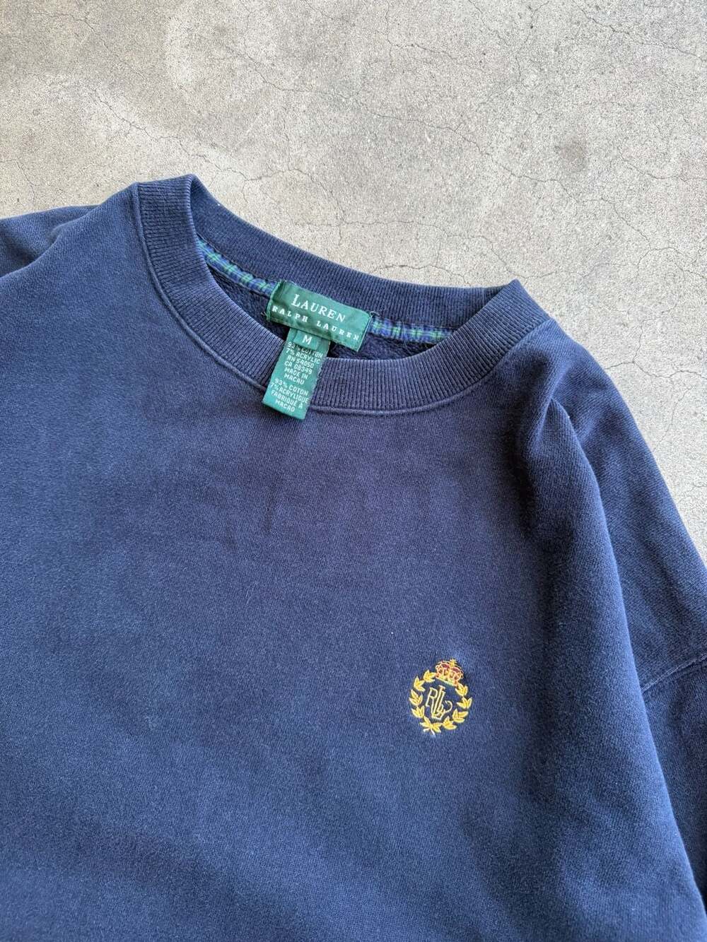 Lauren Ralph Lauren Crest Logo Sweatshirt Navy Blue Size M